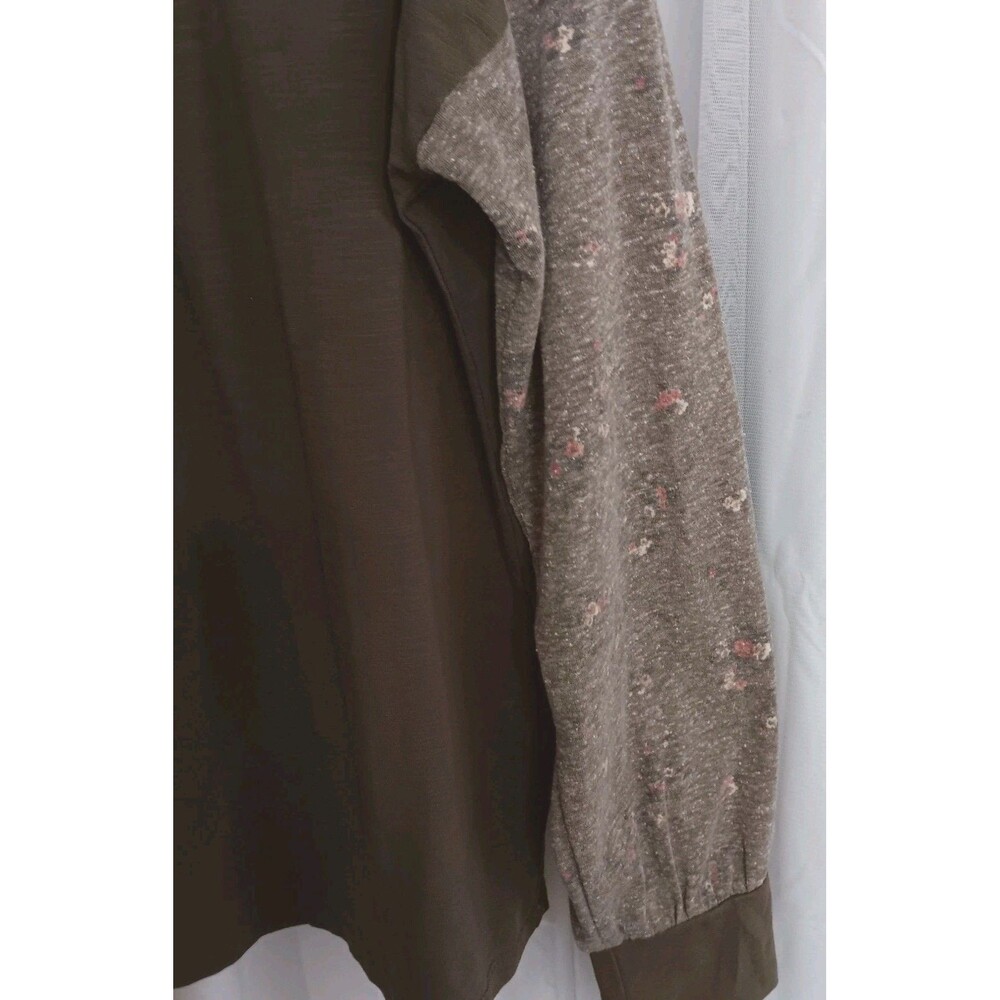 Doe & Rae Brown & Tan Women's Sz L  Pink Floral Long Sleeves Crewneck - Picture 4 of 9